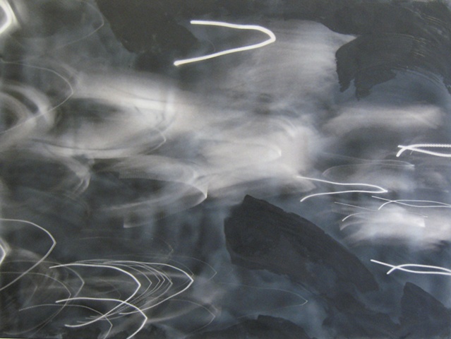 mixed media abstract encaustic black and white painting by Brandy Eiger