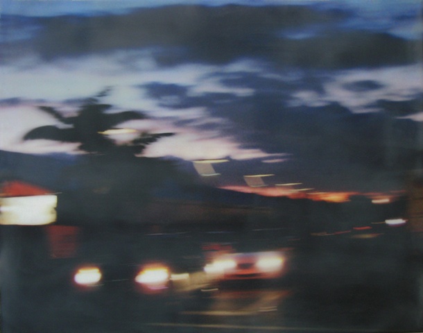 mixed media encaustic painting of night in Miami by Brandy Eiger