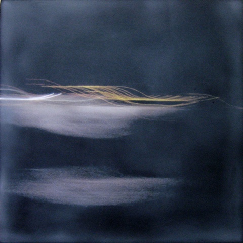 mixed media abstract encaustic painting of clouds by Brandy Eiger
