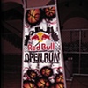 Red Bull basketball tournament hoop back drop