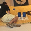 Floor and wall installed and Matt painting floor logo .