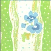 Green Stripe Blue Flower