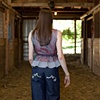 stripe peplum top with overlay