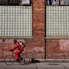 all in all it's just a red bike and a wall