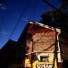 alley corner at sunset