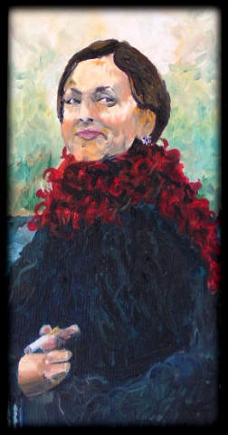 tagan with red boa