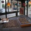 The installation in the window of the Chicago Visitors Center