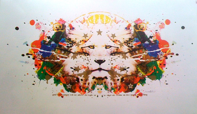 Gold Lion Print Rorschach Yeah Yeah Yeahs ScreenPrint