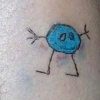 Example of a tattoo by a scratcher at home.