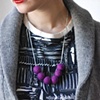 Purple Six Bead Wool Necklace