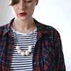 Off-White Six Bead Wool Necklace