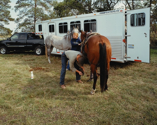 Casey & Tracy, SDSU College Rodeo Team Practice, Brookings, South Dakota 2003