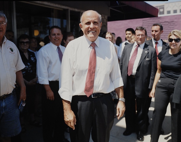 Mayor Rudy Guiliani, outside Morg�s Restaurant, Waterloo, Iowa. July 19, 2007.  Withdrew January 30, 2008
