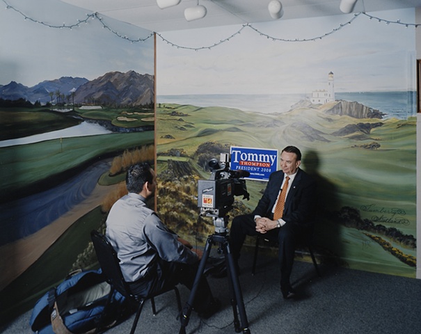 Interview, After Town Hall Meeting with Tommy Thompson, West Link Golf Course, Alta, Iowa. June 2, 2007.
