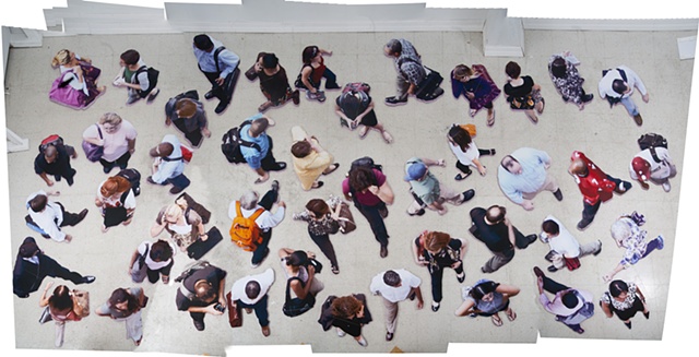 installation of life size images on foam core boards