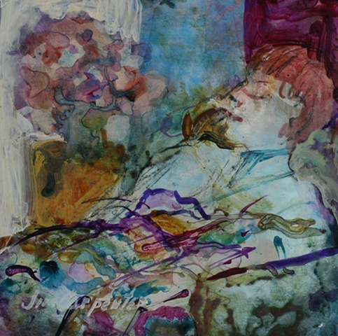 Sweet original acrylic painting on claybord small gift item