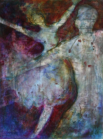 Romantic original painting acrylic on paper abstract expresionism 
