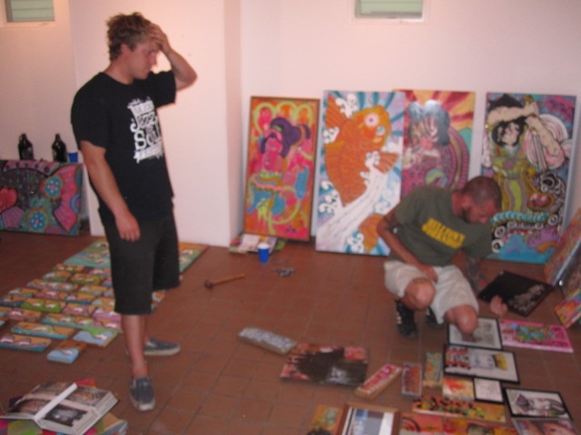 Andrew Jacob ponders the layout of his 2010 Helltown Workshop Exhibit