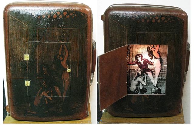 "Beatings" by Dave Tree
custom suitcase assemblage with light inside
