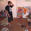 Andrew Jacob ponders the layout of his 2010 Helltown Workshop Exhibit