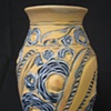 Yellow and Blue Camellia Vase