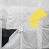 Untitled (papered shop window and yellow shape)