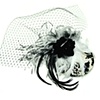 Black and white jacquard facinator w/veil