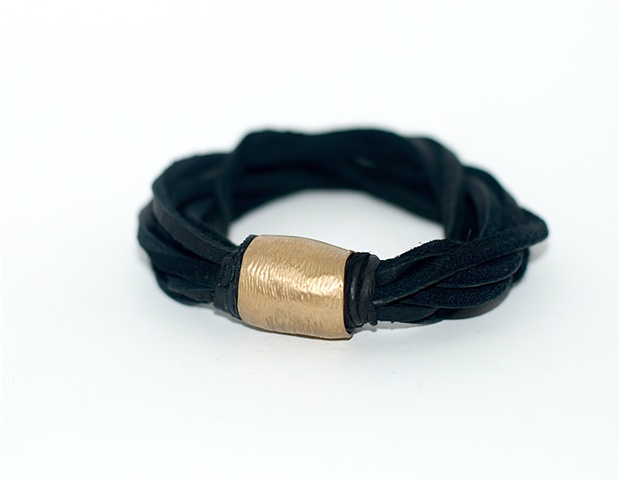 leather and brass bangle