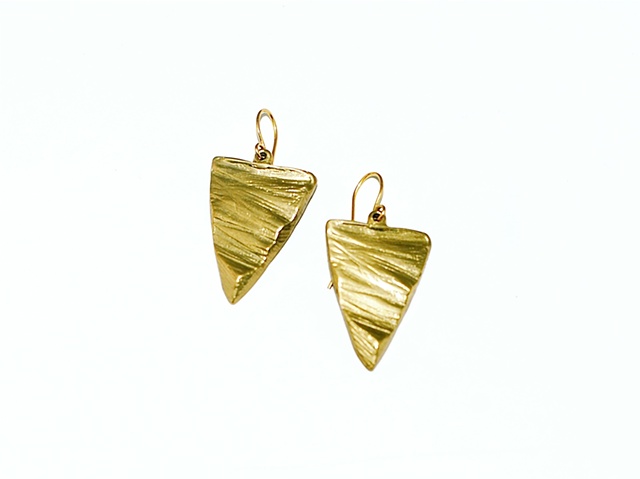triangle arrowhead brass earring