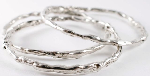 Beachy sterling silver bangles