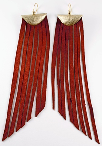 brown fringe earrings