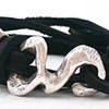 Sterling silver and black leather wrap bracelet