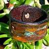 leather and copper landscape bracelet