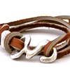 Sterling silver brown rawhide wrap