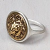 Vintage gold lion button ring