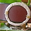 leather, silver and 14k gold wire bracelet
