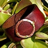 leather, copper and silver bracelet
