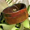 leather and copper landscape bracelet