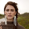 White suede fringe earrings
