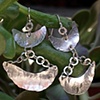  silver half moon connection earrings