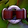 wide hammered sterling silver and leather ring