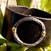 Recycled leather, silver and 14k gold bracelet