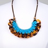 Crochet Aqua/Tortoise Necklace