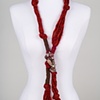 LONG WINTER RED BROWN CROSSOVER NECKLACE