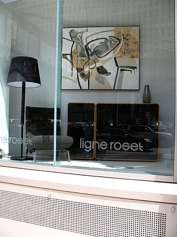 "Crouching Tiger" installed in the window of the Ligne Roset Chicago Showroom
