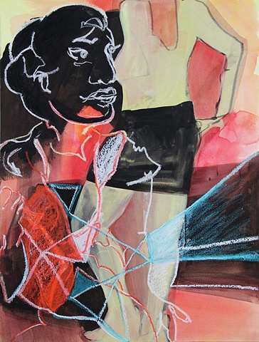 Untitled (red, orange, figure)