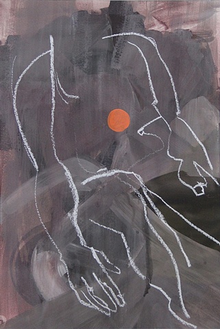 Untitled (orange, gray, figure)