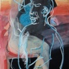 Untitled (blue, red, orange, figure)