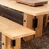 Beam table, bench, long cleft dish