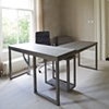Silver desk with printer cabinet